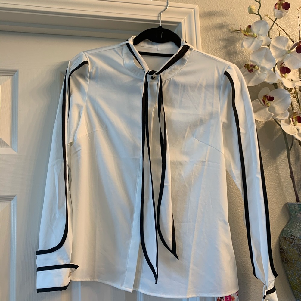White blouse with black details